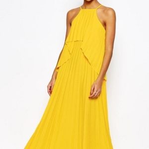 Ruffle Pleated Maxi Dress - Yellow